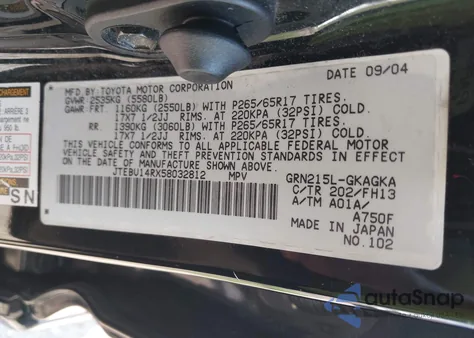 2005 Toyota 4Runner Sr5 Sport V6 z USA, uszkodzony, nr VIN JTEBU14RX58032812